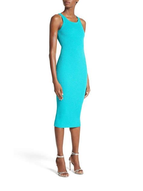 michael kors color-block ribbed knit dress|ribbed stretch knit zip dress .